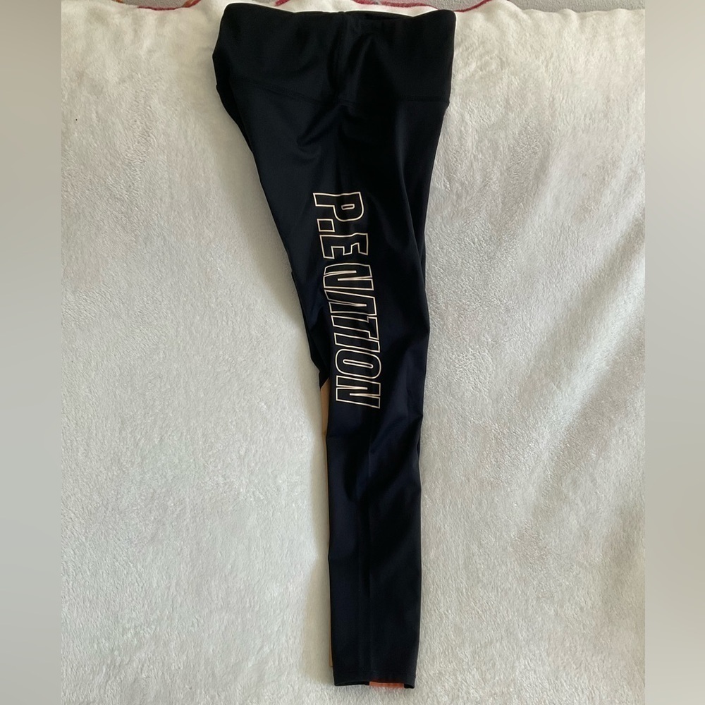 Sz S P.E NATION Leggings Comeback Colorblock Black Orange Tan Spellout Logo - Picture 7 of 9